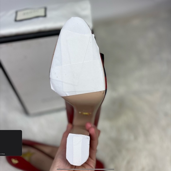 Gucci Malaga Kid Michele Web Gros Grain Web Ribbon on Hibiscus Red Heel 10 / 39 - Picture 4 of 4